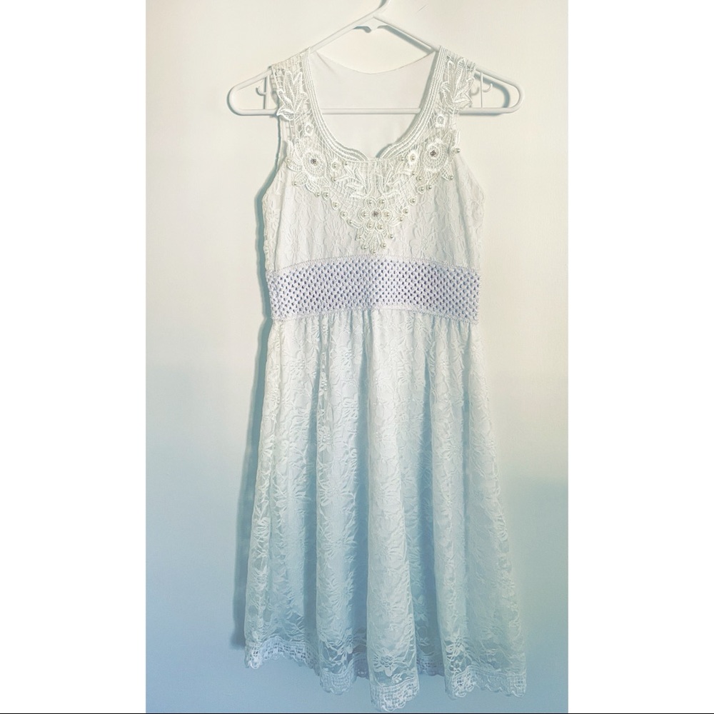 Lace and Crochet Off-White Dress